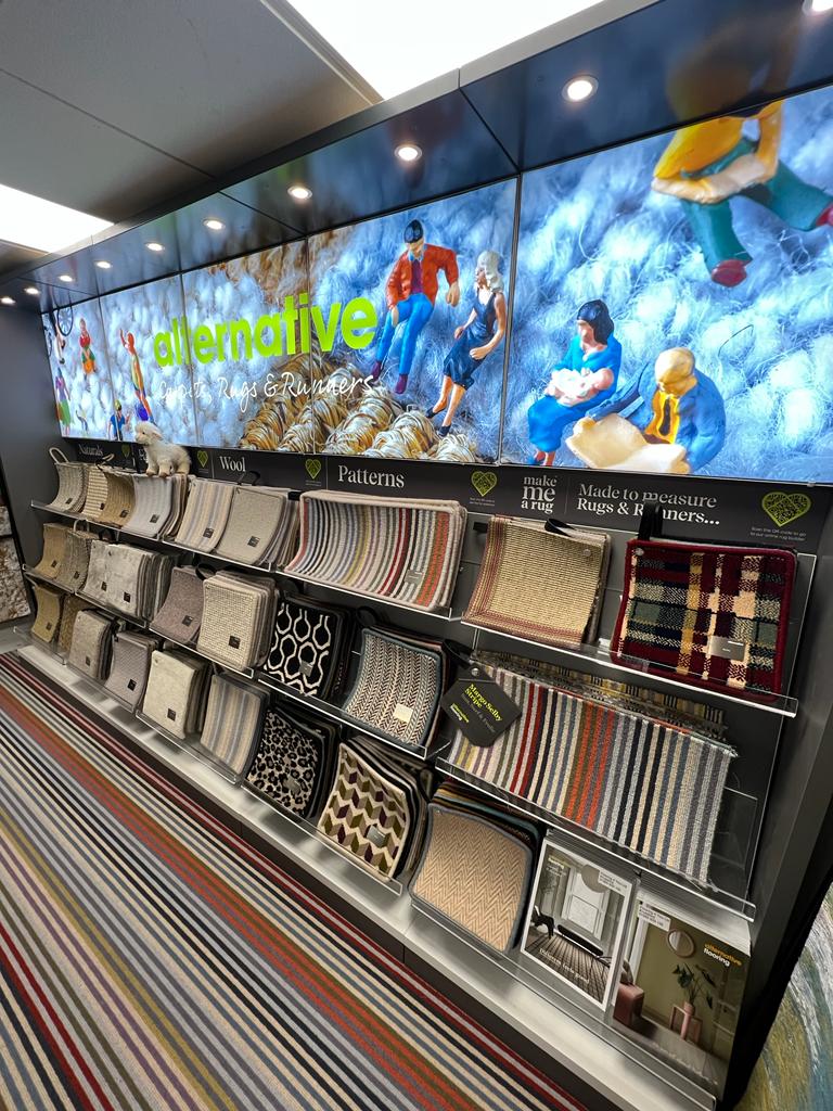 The Flooring 4 You Ltd luxury carpet showroom has an Alternative Flooring Play Studio where you can design bespoke rugs and runners